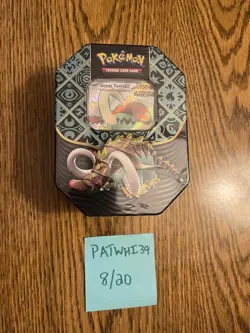 Pokemon Paldean Fates Great Tusk Ex Tin SEALED IN HAND READY FOR SHIPPING - Image 1