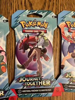 Pokemon Journey Together Sleeved Booster Pack Art Set 4 Packs NEW IN HAND - Image 3
