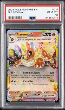 2025 POKEMON PRE EN-PRISMATIC EVOLUTIONS #014 FLAREON EX PSA 10 - Image 1