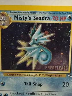Prerelease Misty's Seadra 9/132 Gym Heroes Holo Rare Vintage Pokemon Card - NM - Image 4