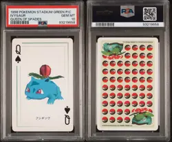 1998 Pokemon Stadium Green Playing Card Ivysaur Queen of Spades PSA 10 Gem Mint - Image 3