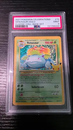 Pokemon TCG Celebrations Venusaur Card 15/102 Classic Collection 2021 PSA 9 Mint - Image 1