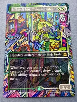 Mikey & Leo, Chaos & Order (Borderless) NM Teenage Mutant Ninja Turtles MTG #200 - Image 1