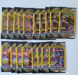 NEW Lot of 18 Packs Pokemon "Sword & Shield" REBEL CLASH *3- Card Booster Packs - Image 1