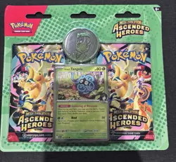 Pokemon Ascended Heroes 2-Pack Blister Promo Erika Tangela Card & Coin - Image 1