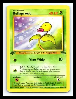 💥 Bellsprout 49/64 Jungle 1st Edition Stamp Non Holo Foil Pokemon 1999 Vintage - Image 1