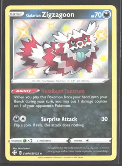 Galarian Zigzagoon Shining Fates Shiny Vault #SV078/SV122 Pokemon Holo Rare - Image 1