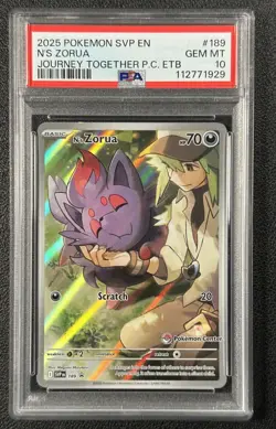 N'S ZORUA PSA 10 2025 POKEMON SV BSP SVP EN #189 JOURNEY TOGETHER PC ETB 929 - Image 1