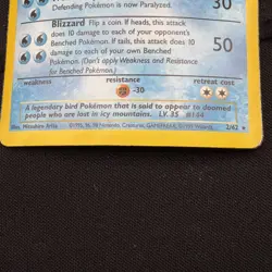 1999 First Edition Articuno 2/62 Pokemon Fossil Holo Damaged - Image 3