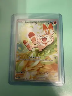 Pokemon TCG Scorbunny 225/217 Scarlet & Violet Rare Holo Basic 70 HP English - Image 1