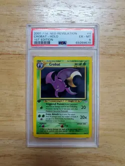 Pokemon PSA 6 EX-MINT 2001 Crobat 1st Edition Neo Revelation Holo Card - Image 1