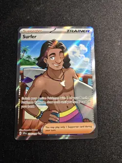 Pokemon TCG Surfer 235/191 Sv08: Surging Sparks Full Art Trainer NM - Image 1