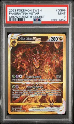2023 POKEMON SWORD AND SHIELD CROWN ZENITH #GG69 FA/GIRATINA VSTAR PSA 9 - Image 1
