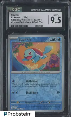 2024 Pokemon SV 151 Costco Exclusive 5-Pack Tin #007 Squirtle CGC 9.5 MINT+ - Image 1