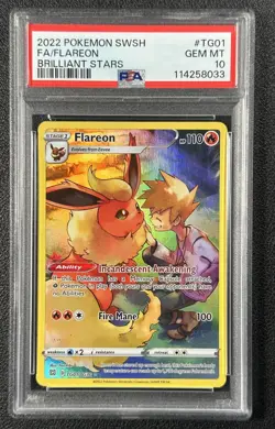FLAREON FA PSA 10 2022 POKEMON SWSH BRILLIANT STARS #TG01/TG30 FULL ART HOLO 033 - Image 1