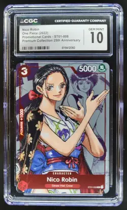 2022 ONE PIECE NICO ROBIN PROMO ST01-008 25TH ST01-008 CGC 10 B PT - Image 1