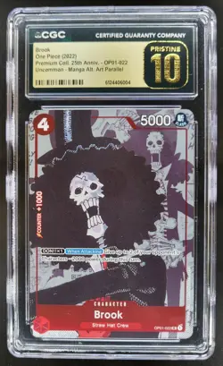 2022 ONE PIECE BROOK 25TH PROMO MANGA ALT ART OP01-022 CGC 10 PRISTINE C PT - Image 1