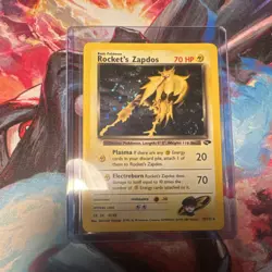 Rocket’s Zapdos Holo 15/132 Gym Heroes LP – Pokemon Card – Holo Swirl - Image 1