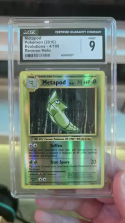Pokemon 2016 XY Evolutions Metapod Reverse Holo Card #4/108 CGC Mint 9 - Image 1