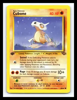 💥 Pokemon CUBONE Jungle Set 1st Edition Stamp # 50/64 Vintage Card 1999 - Image 1