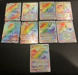 Pokemon - Lapras VMAX, Shaymin VSTAR, Alcremie VMAX - 9 Card Rainbow Holo Lot - Image 1