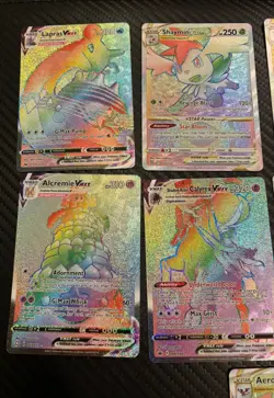 Pokemon - Lapras VMAX, Shaymin VSTAR, Alcremie VMAX - 9 Card Rainbow Holo Lot - Image 2