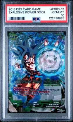 2018 DRAGON BALL SUPER CARD ULTIMATE BOX #EX03-13 EXPLOSIVE POWER GOKU PSA 10 - Image 1