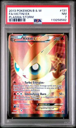 2013 POKEMON B&W PLASMA STORM #131 FULL ART/VICTINI EX PSA 7 - Image 1