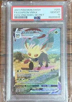 2021 POKEMON SWSH FA/LEAFEON VMAX EVOLVING SKIES - SECRET - GEM MT PSA 10 - Image 1