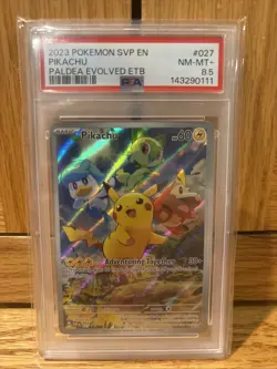 Pokemon TCG Pikachu 027 Promo Holo Black Star Paldea Evolved PSA 8.5 - Image 1