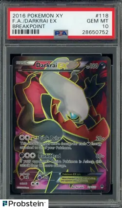 2016 Pokemon XY Breakpoint FA Darkrai EX #118 PSA 10 GEM MINT - Image 1