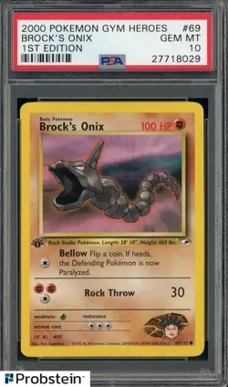 2000 Pokemon Gym Heroes Brock's Onyx 1st Edition #69 PSA 10 GEM MINT - Image 1