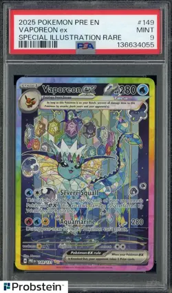 2025 Pokemon Pre En Special Illustration Rare #149 Vaporeon Ex PSA 9 MINT - Image 1