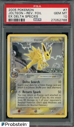 2005 Pokemon EX Delta Species Jolteon Reverse Foil #7 PSA 10 GEM MINT - Image 1