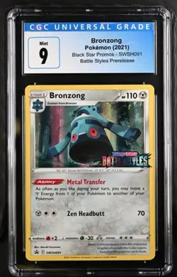 Pokemon Bronzong 2021 Black Star Promos SWSH091 Battle Styles Prerelease CGC 9 - Image 1