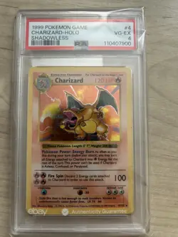1999 Pokemon Game Charizard Holo Shadowless 4/102 PSA 4 - Image 1