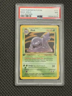 1999 Pokemon Fossil Holo Rare Muk First Edition 13/62 PSA 7 - Image 1