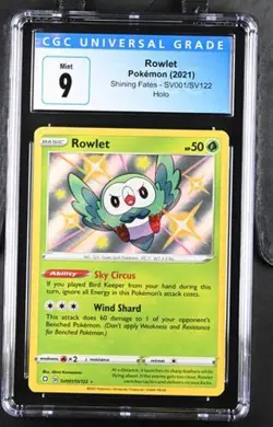 Pokemon Rowlet 2021 Shining Fates SV001/SV122 Shiny Vault Holo CGC 9 - Image 1