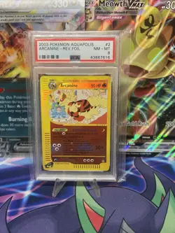 Arcanine 2003 Pokemon Aquapolis Reverse Foil #2 PSA 8 - Image 1