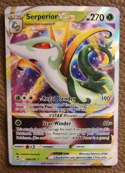 Pokemon TCG Serperior VSTAR Silver Tempest 008/195 Holo NRMT - Image 1