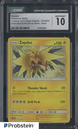 2023 Pokemon Game Classic Charizard & Ho-oh Deck #012 Zapdos Holo CGC 10 - Image 1
