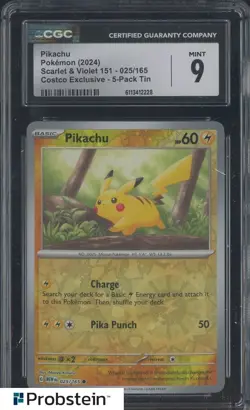 2024 Pokemon SV 151 Costco Exclusive 5-Pack Tin #025 Pikachu CGC 9 - Image 1