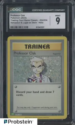 2023 Pokemon Game Classic Venusaur & Lugia Deck #024 Professor Oak Holo CGC 9 - Image 1