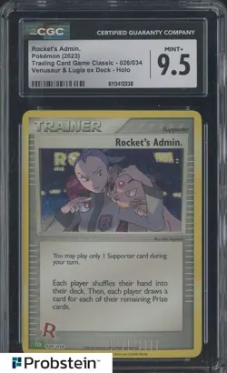 2023 Pokemon Game Classic Venusaur & Lugia Deck #025 Rocket's Admin Holo CGC 9.5 - Image 1