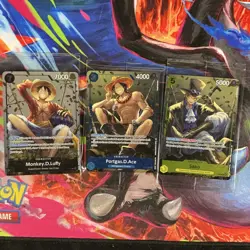 One Piece Card Game Character Cards Lot Monkey.D.Luffy Portgas.D.Ace Sabo (3) - Image 1