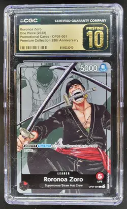 2022 ONE PIECE RORONOA ZORO 25TH ANNIVERSARY PROMO OP01-001 CGC 10 PRISTINE A PT - Image 1