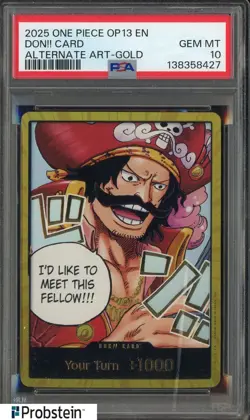 2025 One Piece Gol D. Roger OP13 Gold Don!! Card Carrrying On His Will PSA 10 - Image 1