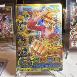 Bandai One piece Gomu Gomu Stamp Monkey D. Luffy Holo 2012 IC Prem. Crew Card - Image 1