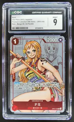 2022 ONE PIECE JAPANESE NAMI RARE MANGA ALT ART OP01-016 CGC 9 B PT - Image 1
