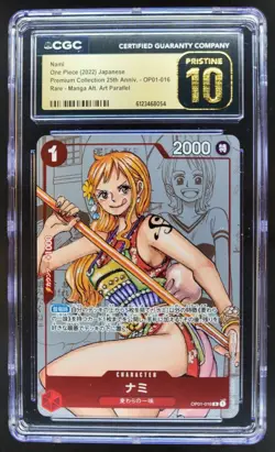 2022 ONE PIECE JP NAMI RARE MANGA ALT ART 25TH OP01-016 CGC 10 PRISTINE B PT - Image 1